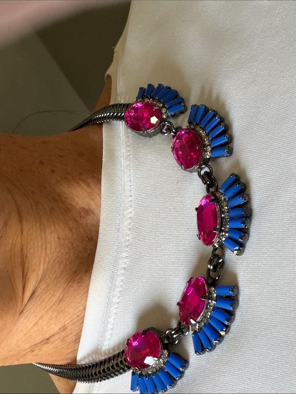 Pink and Blue Statement Bracelet